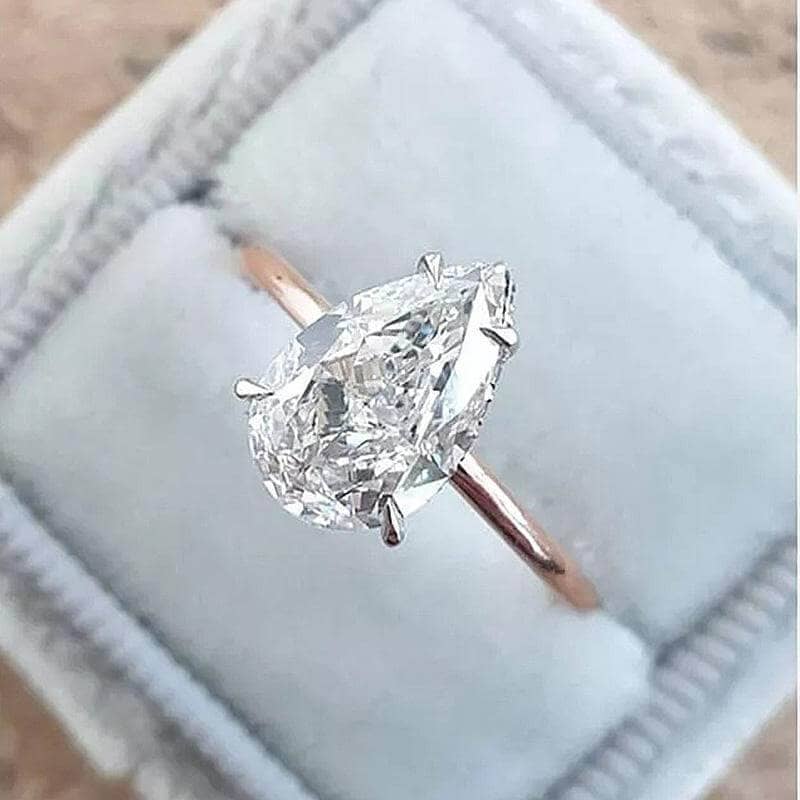 3pc Rose Gold Classic Pear Cut Wedding Ring Set - Black Diamonds New York