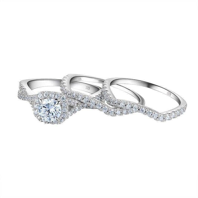 3Pcs 1.3 Ct EVN Stone Blue Crystal Ring Set-Black Diamonds New York