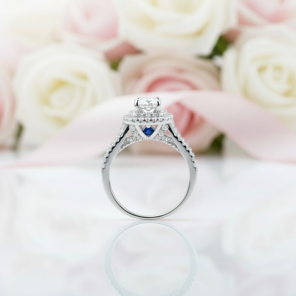 3Pcs 2.0 ct Round Diamond Option Blue Side Stone Ring Set-Black Diamonds New York
