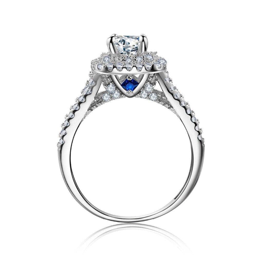 3Pcs 2 Ct Round Created Diamond Blue Side Stone Ring Set-Black Diamonds New York