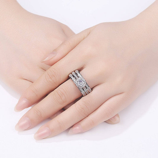 3Pcs 2.4 Ct Round Created Diamond Engagement Ring Set-Black Diamonds New York