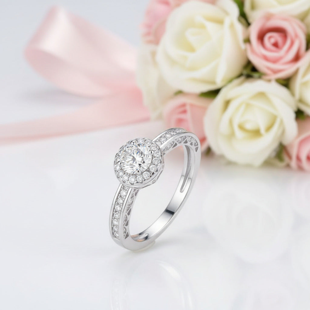 3Pcs 2.4 Ct Round Diamond Option Halo Engagement Ring Set-Black Diamonds New York