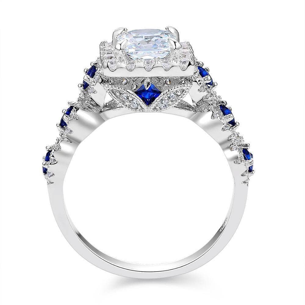 3Pcs 2.6Ct White Blue Created Diamond Ring Set-Black Diamonds New York