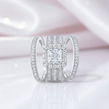 3Pcs Cross Princess Cut Diamond Option Halo Ring Set