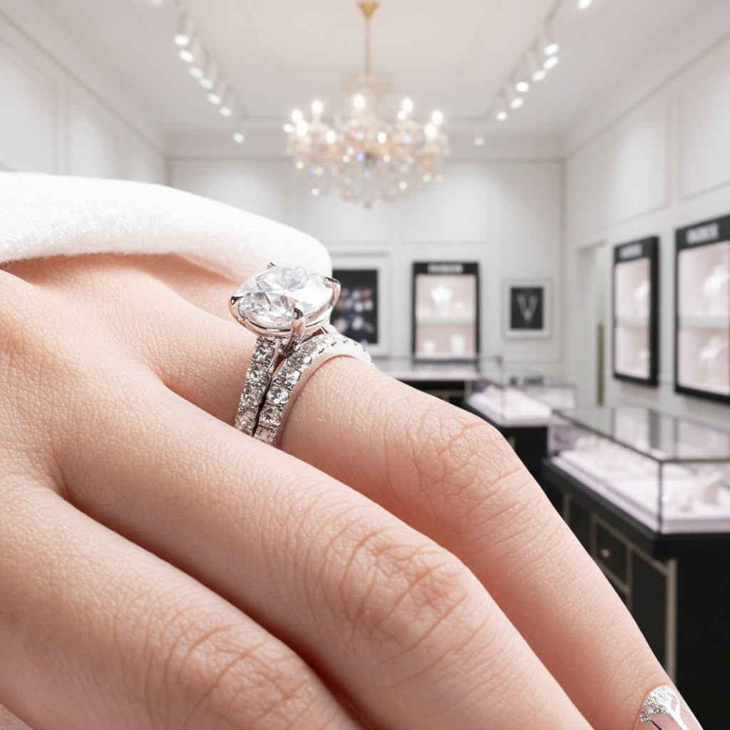 3pcs Round Cut Diamond Option Ring Set-Black Diamonds New York