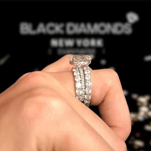 3pcs Stunning Oval Cut Sona Simulated Diamond Wedding Set - Black Diamonds New York