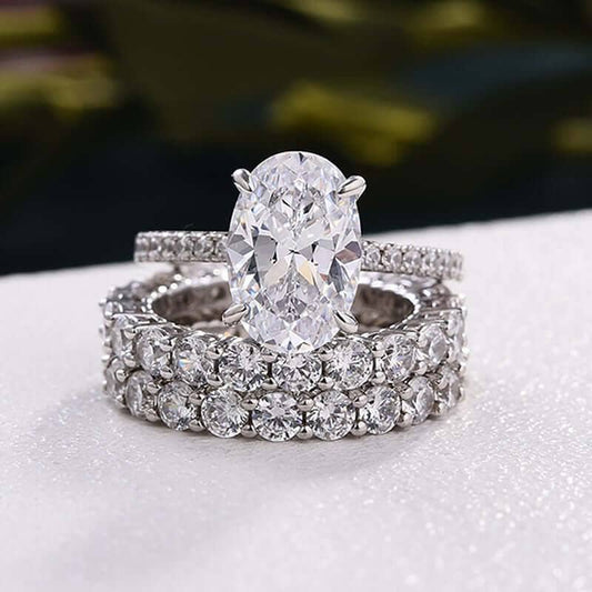 3pcs Stunning Oval Cut Sona Simulated Diamond Wedding Set-Black Diamonds New York