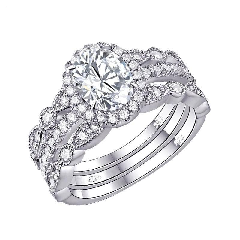 3Pieces 1.8 Ct Oval Shape EVN Stone Wedding Ring Set-Black Diamonds New York