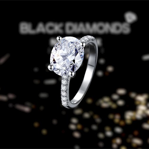 4 Carat Wedding Anniversary Ring Oval Cut Created Diamond-Black Diamonds New York