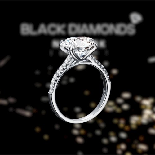 4 Carat Wedding Anniversary Ring Oval Cut Created Diamond - Black Diamonds New York