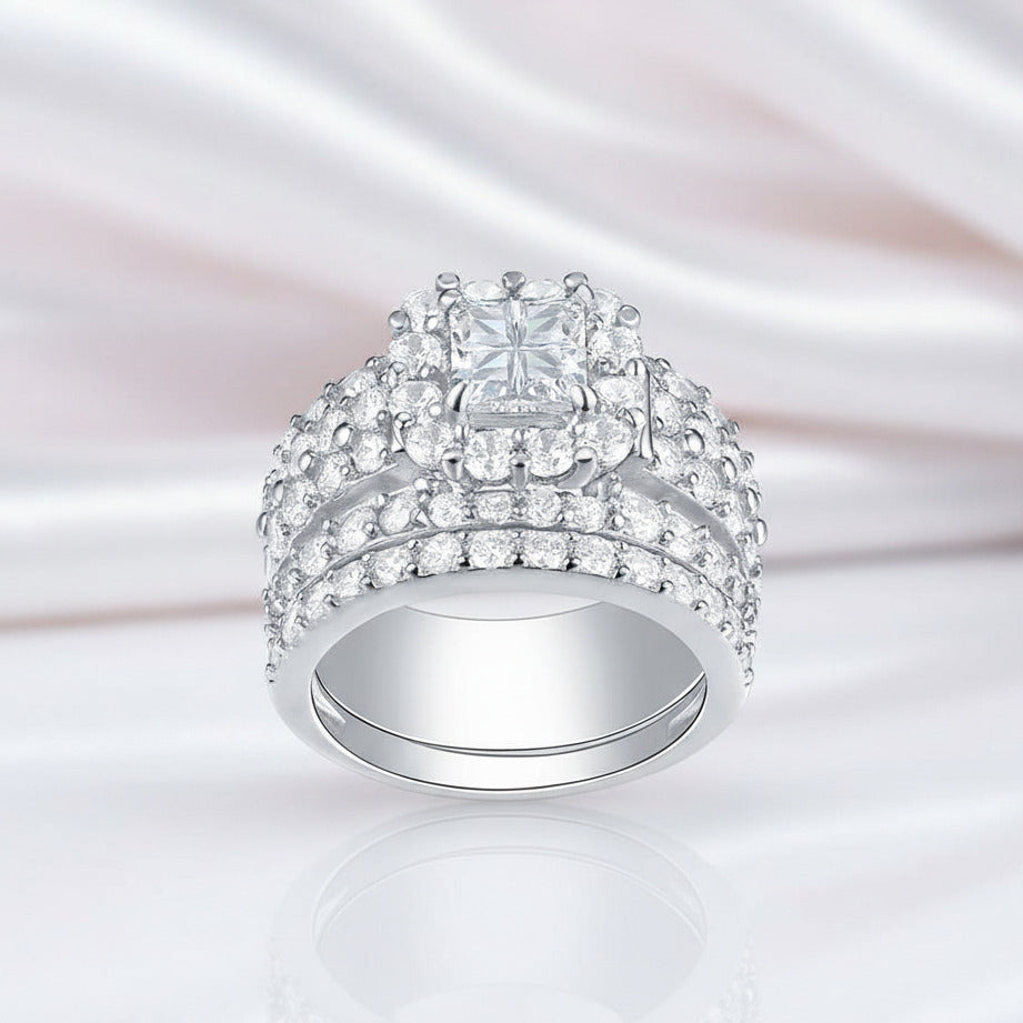 4.0 Ct Cross Cut Diamond Option Ring Set-Black Diamonds New York
