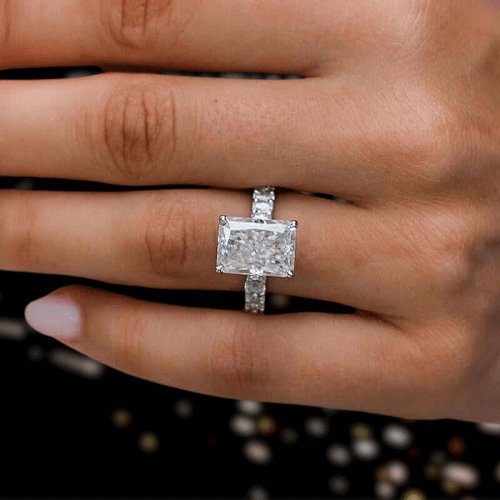 4 Prong Radiant Cut Simulated Diamond Engagement Ring-Black Diamonds New York