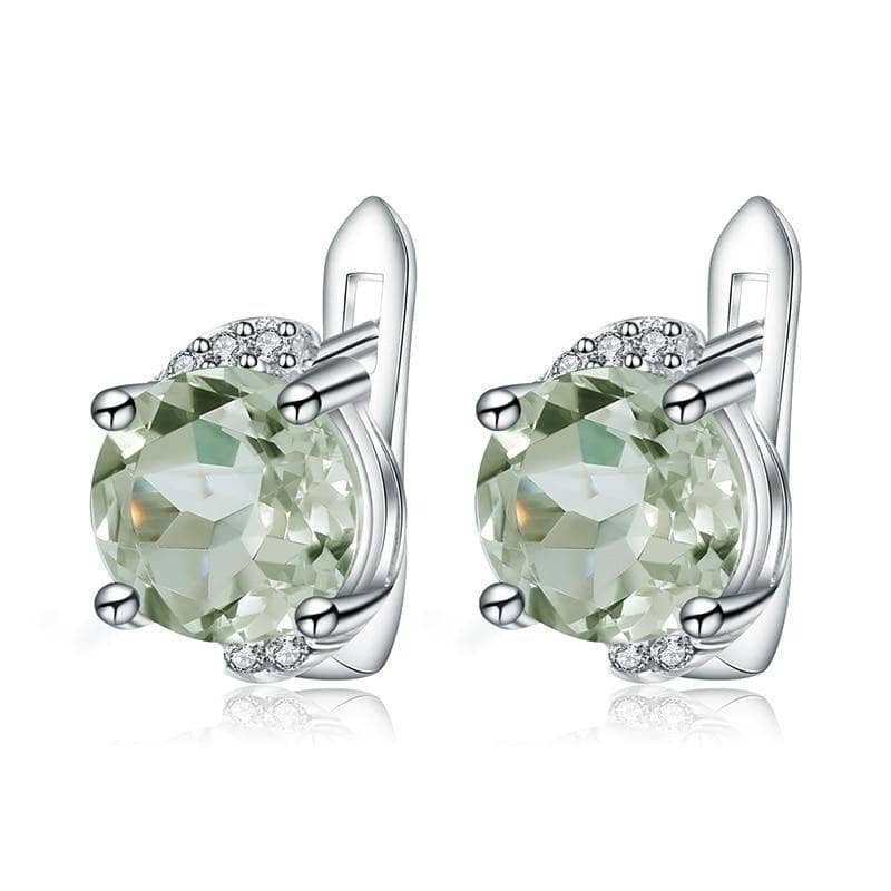4.08t Natural Green Amethyst Prasiolite Stud Earrings-Black Diamonds New York