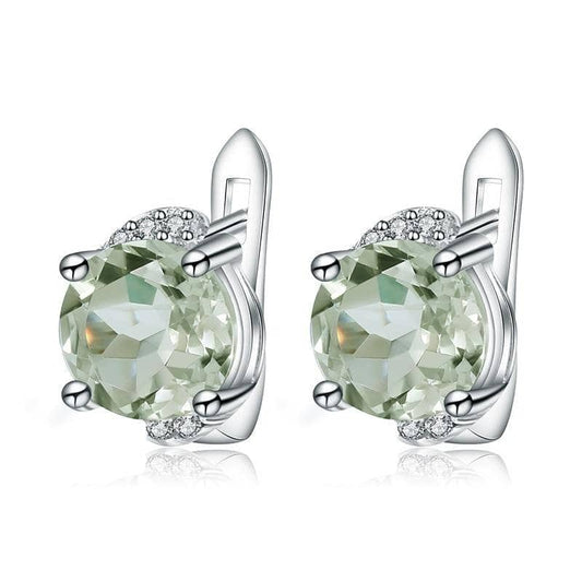 4.08t Natural Green Amethyst Prasiolite Stud Earrings-Black Diamonds New York