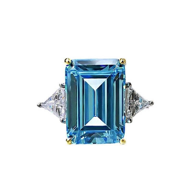 4 carats Emerald Cut Simulated Diamond in Emerald Cut Three Stone Engagement Ring - Black Diamonds New York