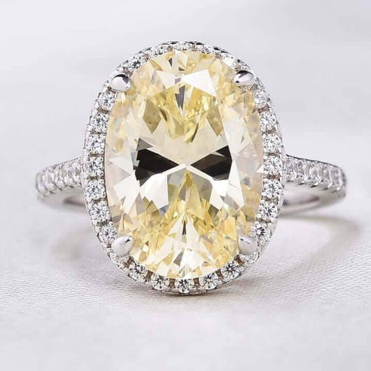 4.0ct Yellow Stone Halo Oval Cut Sona Simulated Diamond Engagement Ring - Black Diamonds New York