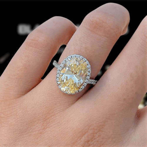4.0ct Yellow Stone Halo Oval Cut Simulated Diamond Engagement Ring-Black Diamonds New York