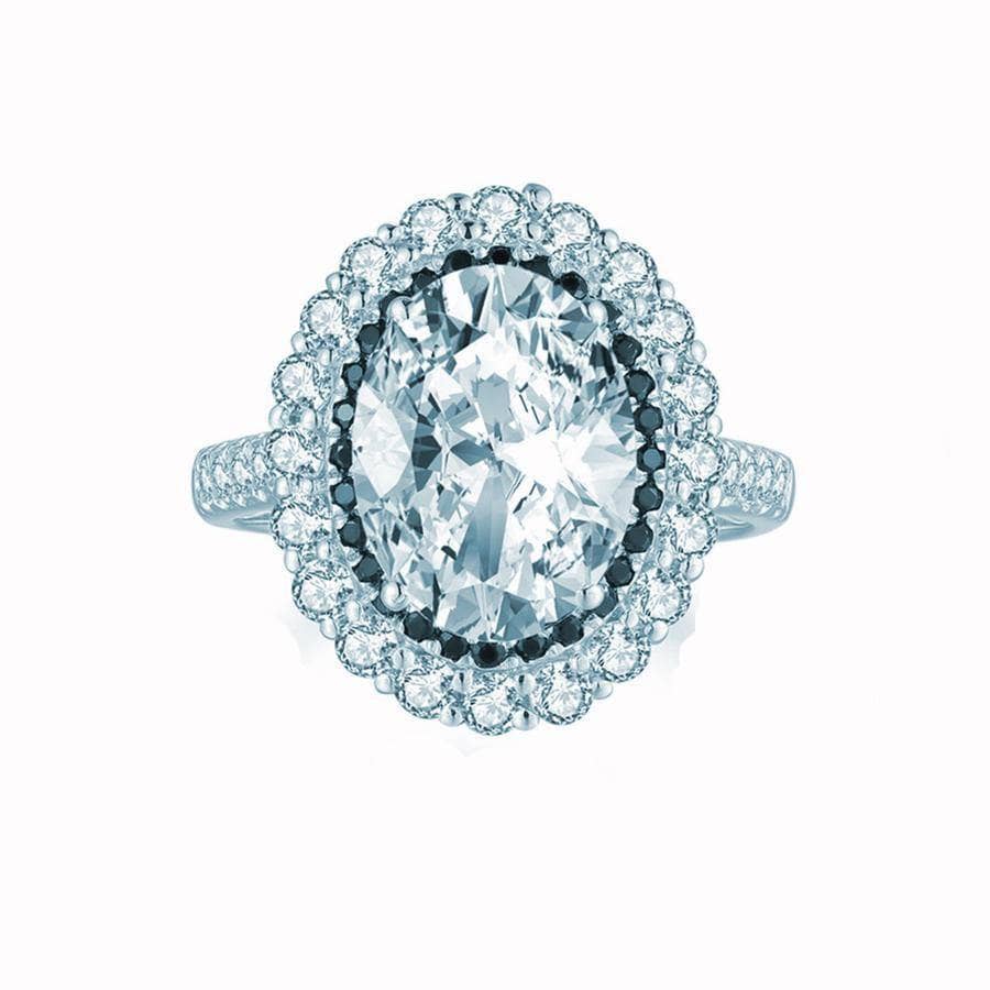 4.5ct Oval Cut Halo EVN Stone Engagement Ring-Black Diamonds New York