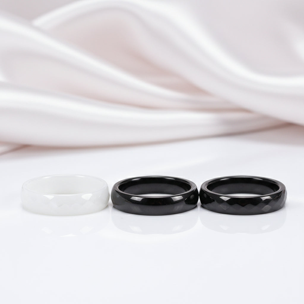 6mm Ceramic Women's Wedding Band-Black Diamonds New York