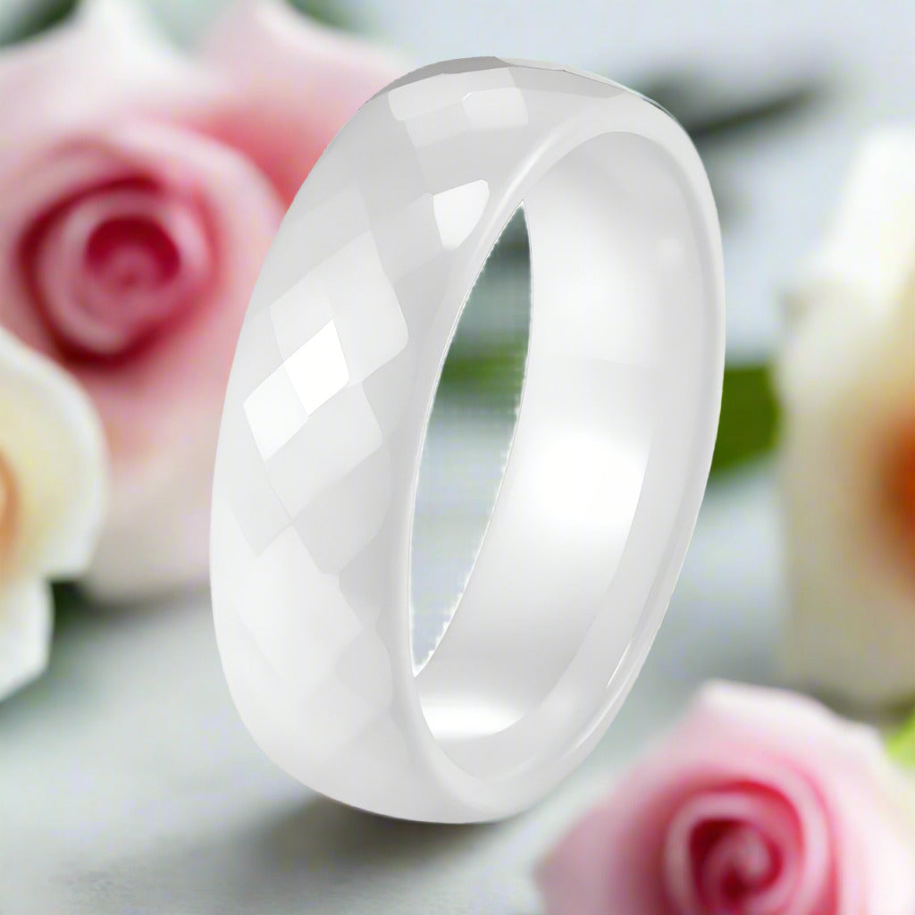 6mm Ceramic Women's Wedding Band-Black Diamonds New York