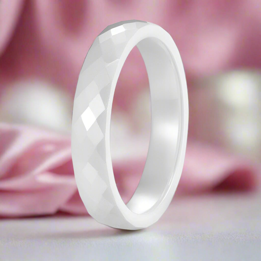 6mm Ceramic Women's Wedding Band-Black Diamonds New York