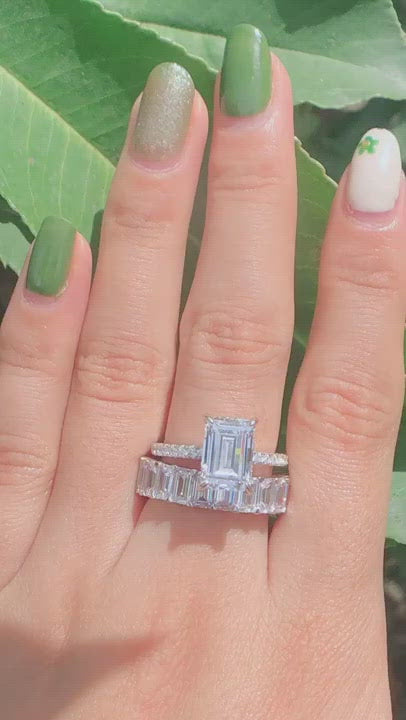 Emerald Cut Engagement and Wedding Band from Black Diamonds New York