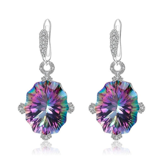48.42Ct Natural Rainbow Mystic Quartz Drop Earrings - Black Diamonds New York
