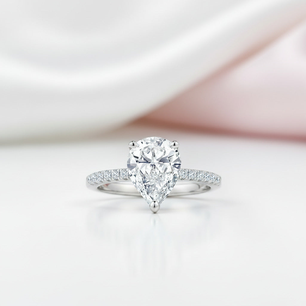 4.0 Ct Pear-Cut Diamond Option Engagement Ring-Black Diamonds New York