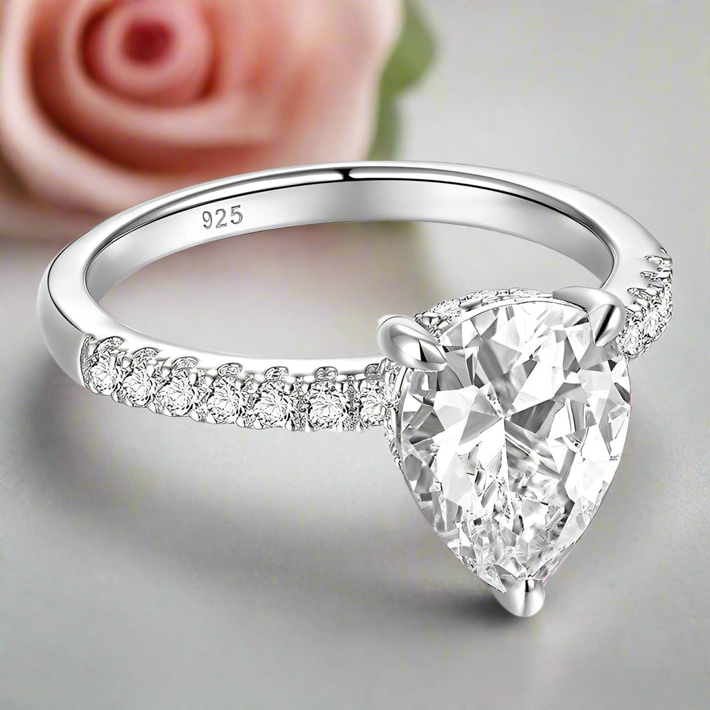 4.0 Ct Pear-Cut Diamond Engagement Ring-Black Diamonds New York