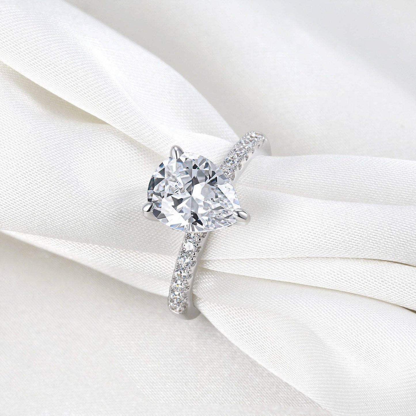 4ct Pear Cut Created Diamond Engagement Ring-Black Diamonds New York