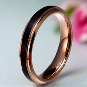 4mm Black with Rose Gold Plated Tungsten Carbide Women's Ring-Black Diamonds New York