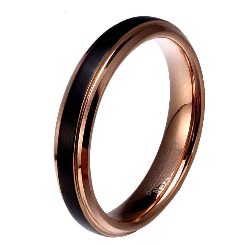 4mm Black with Rose Gold Plated Tungsten Carbide Women's Ring - Black Diamonds New York