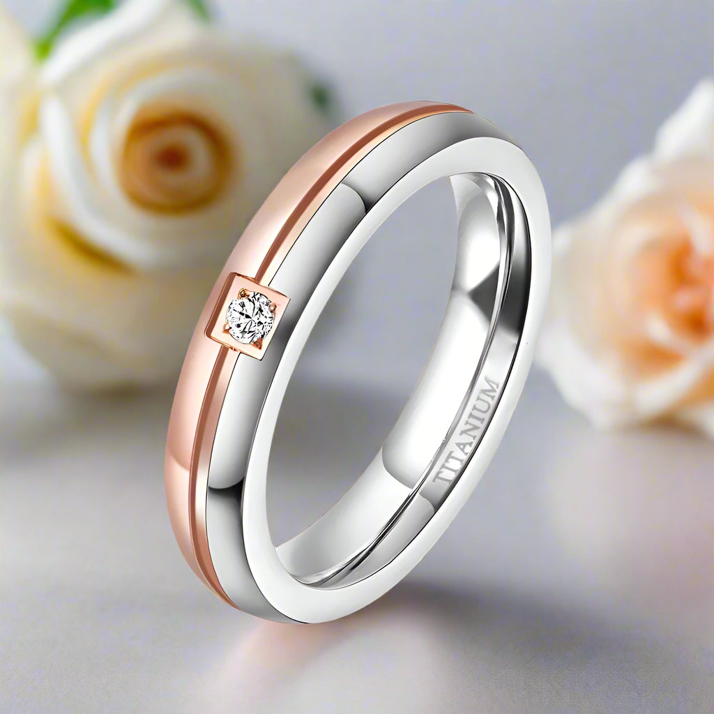 4mm Titanium Wedding Band with Diamond-Black Diamonds New York