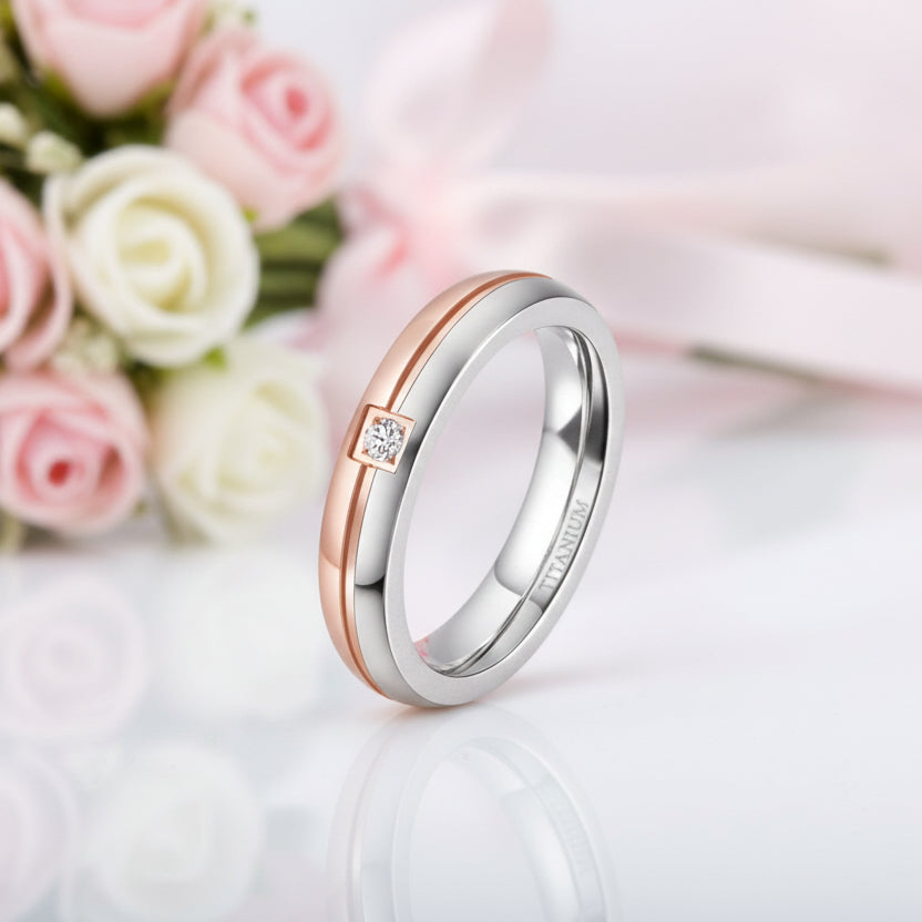 4mm Titanium Wedding Band with Diamond Option-Black Diamonds New York