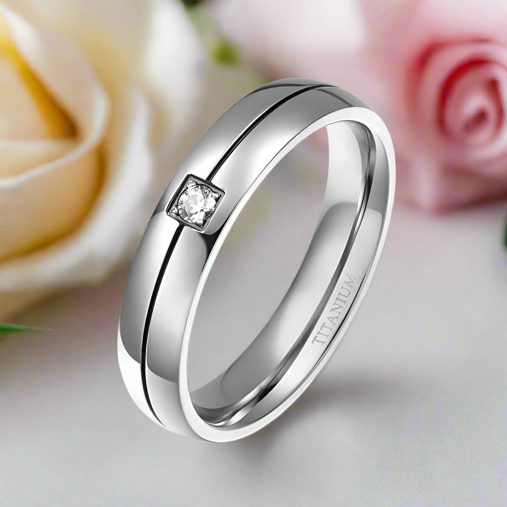 4mm Titanium Wedding Band with Diamond-Black Diamonds New York