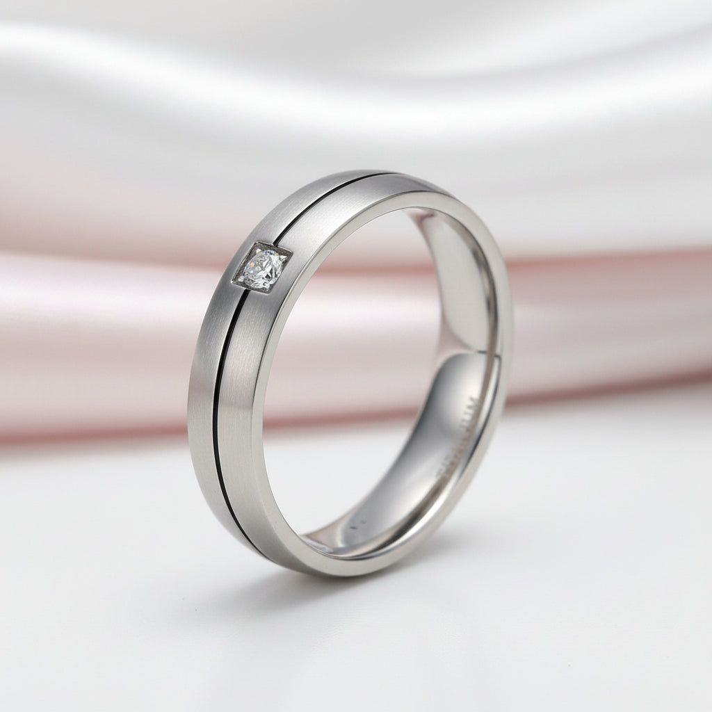 4mm Titanium Wedding Band with Diamond Option-Black Diamonds New York