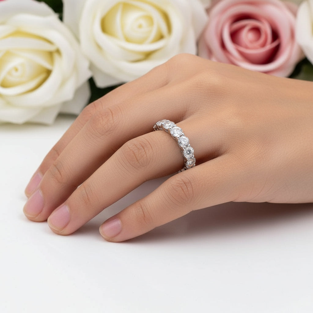 4mm Heart Diamond Eternity Wedding Band-Black Diamonds New York