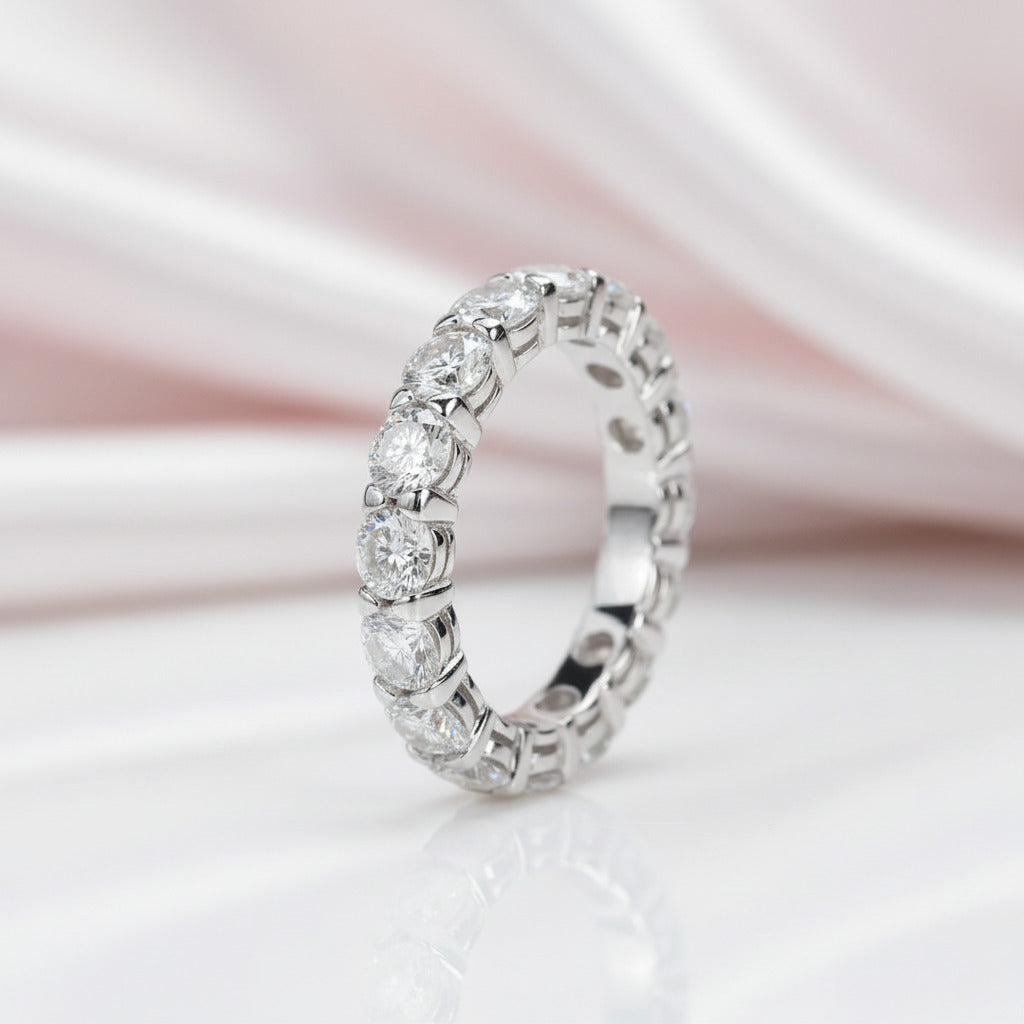 4mm Heart Diamond Option Eternity Wedding Band-Black Diamonds New York