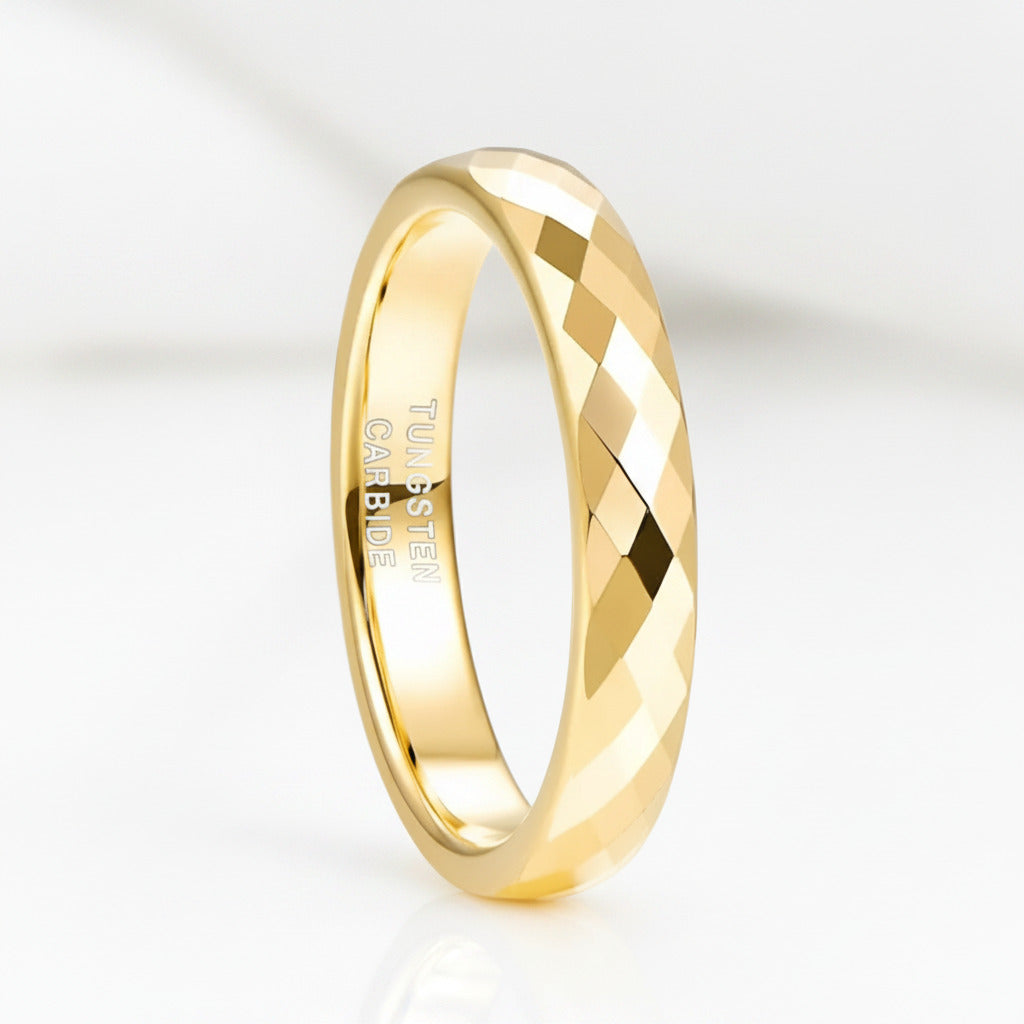 4mm Multi-Faceted Tungsten Wedding Band-Black Diamonds New York