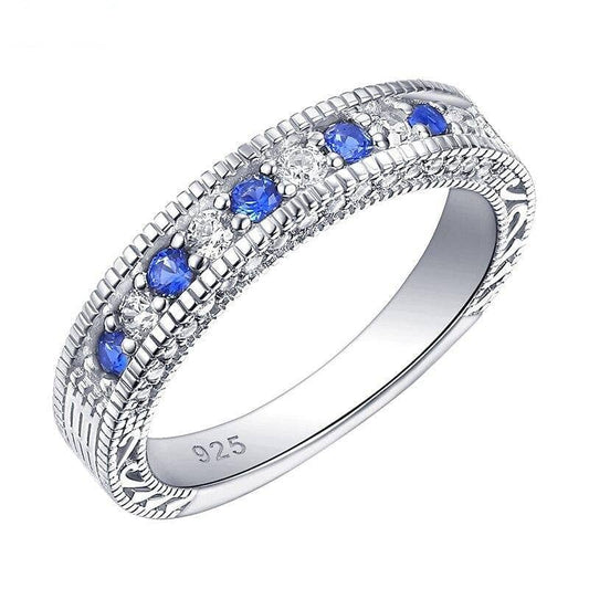 4mm Straight White Blue EVN Stone Ring - Black Diamonds New York-Black Diamonds New York