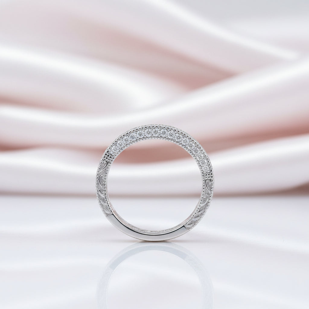 4mm Straight White Blue Diamond Option Band-Black Diamonds New York