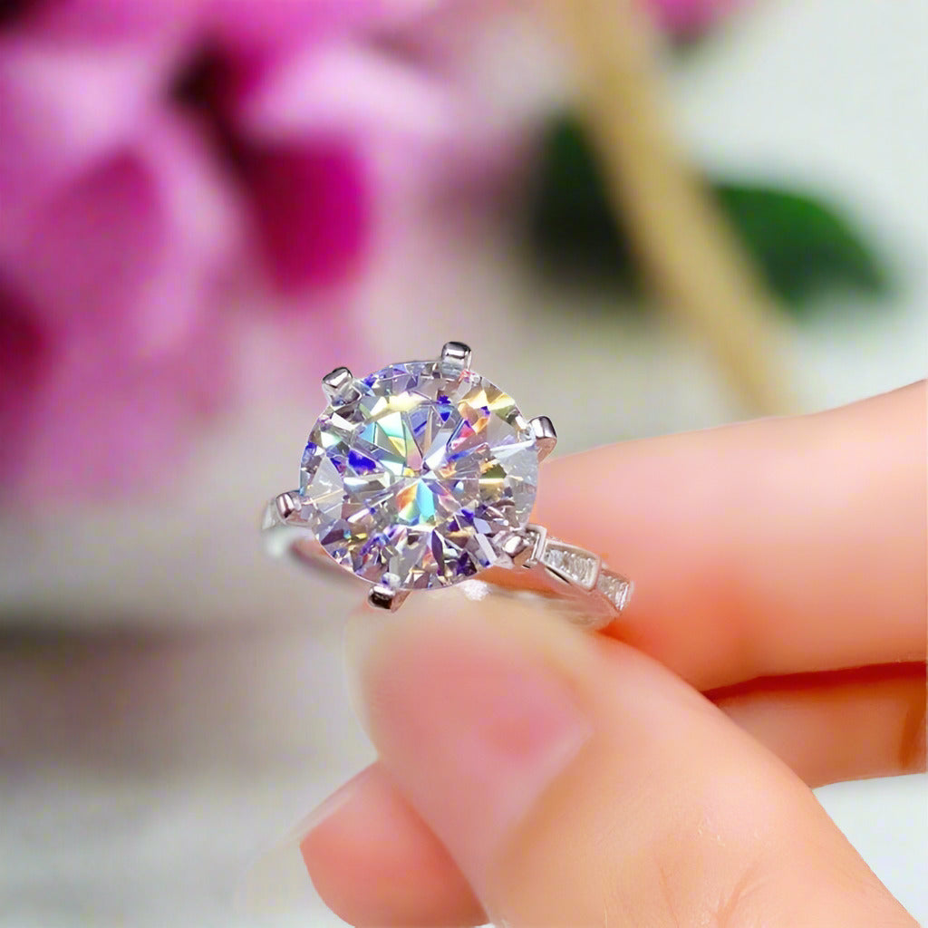 5 Carat Round Cut Crackling Diamond Engagement Ring-Black Diamonds New York