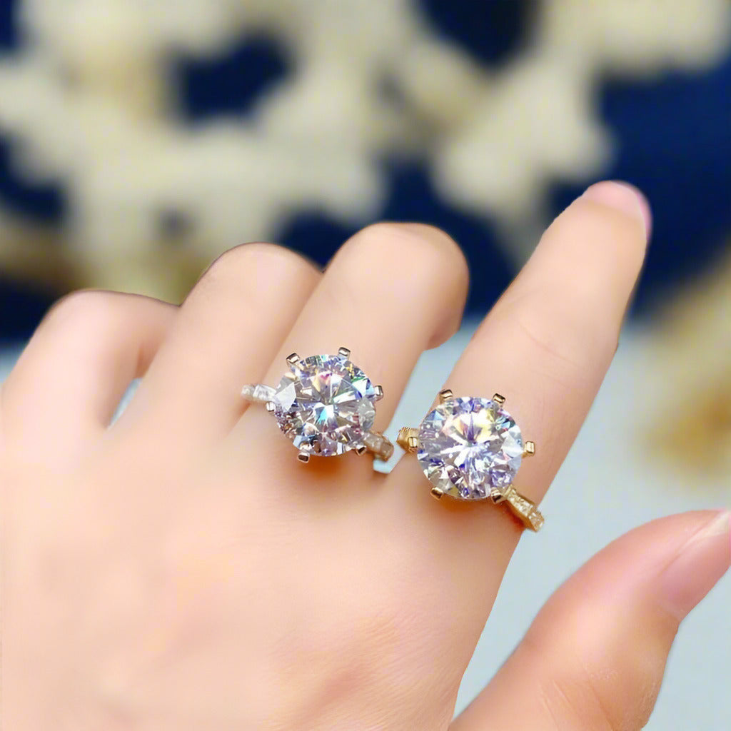 5 Carat Round Cut Crackling Diamond Engagement Ring-Black Diamonds New York