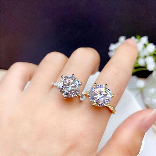 5 Carat Round Cut Crackling Diamond Engagement Ring-Black Diamonds New York