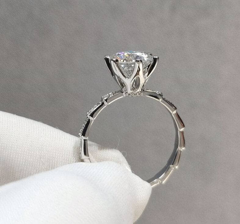 5 Carat Round Cut Moissanite Engagement Ring - Black Diamonds New York