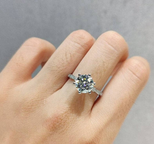 5 Carat Round Cut Moissanite Engagement Ring-Black Diamonds New York
