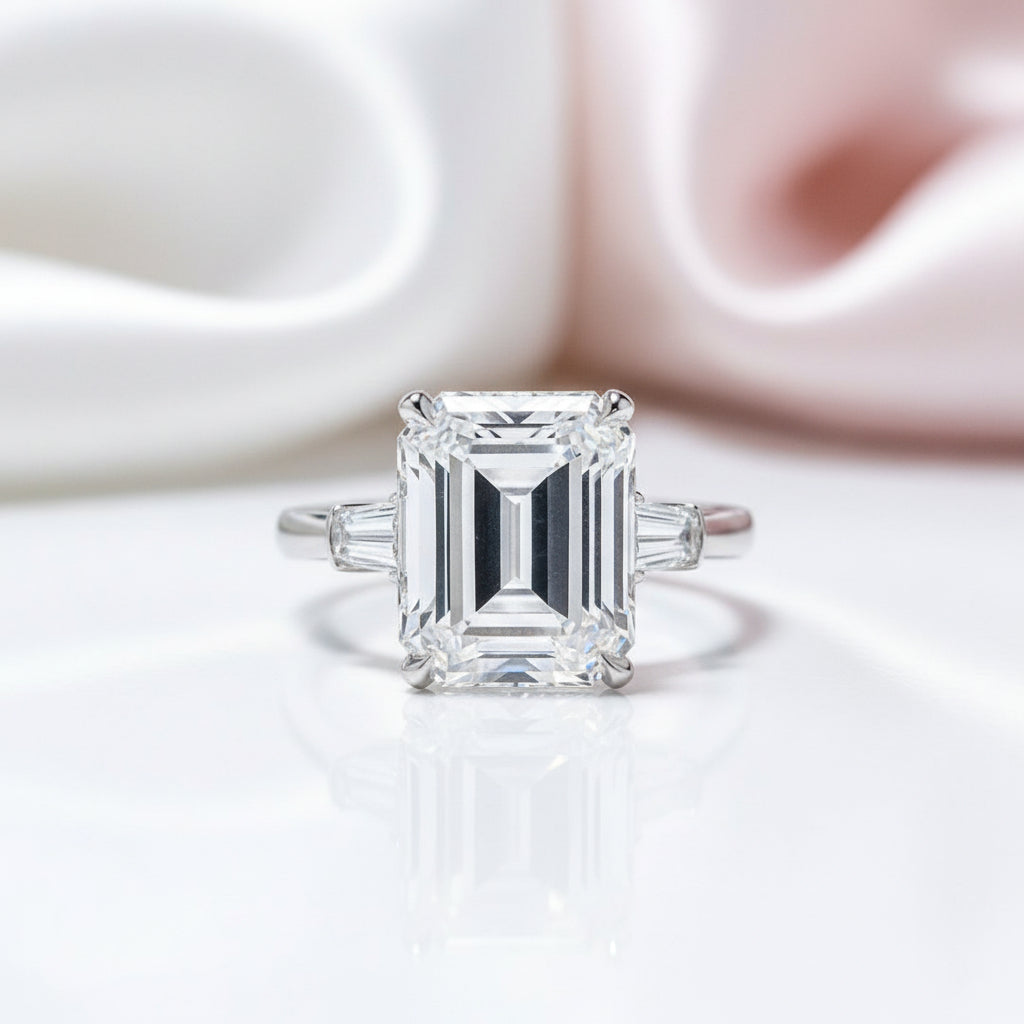 5 ct Emerald Cut Diamond Option White Gold Engagement Ring-Black Diamonds New York