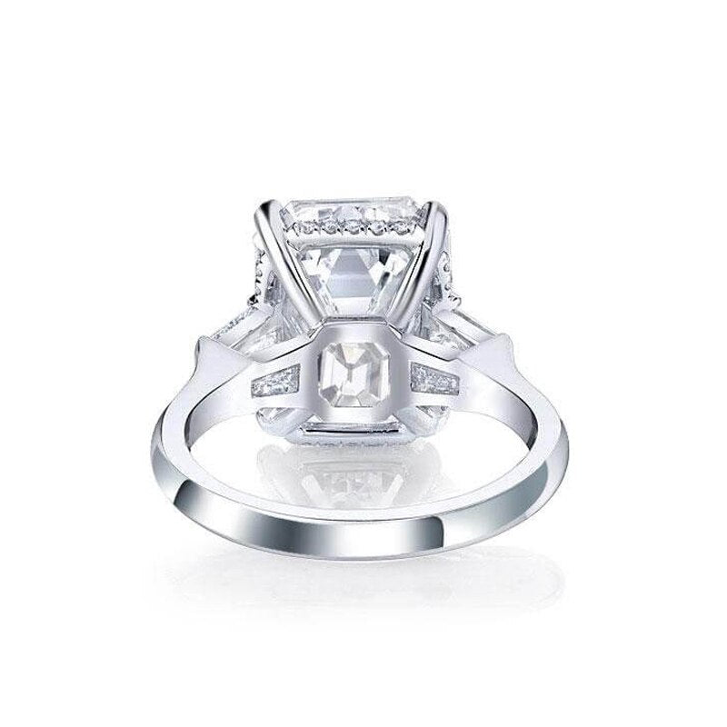 5 ct Emerald Cut Moissanite White Gold Engagement Ring-Black Diamonds New York