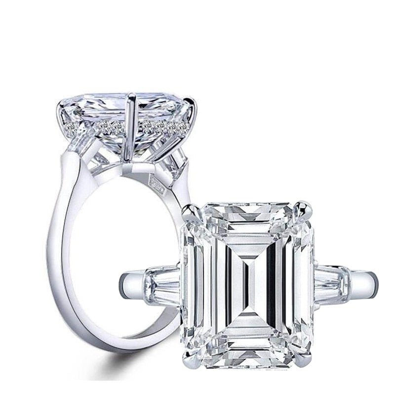 5 ct Emerald Cut Moissanite White Gold Engagement Ring-Black Diamonds New York