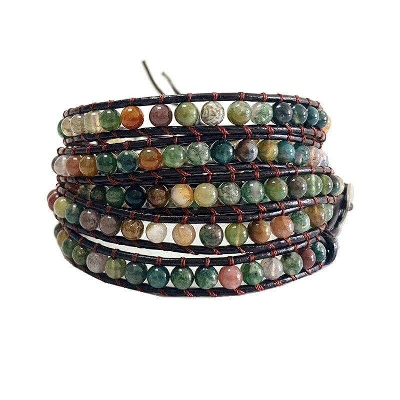 5 Layers Natural Agate Stones Bohemian Bracelet-Black Diamonds New York